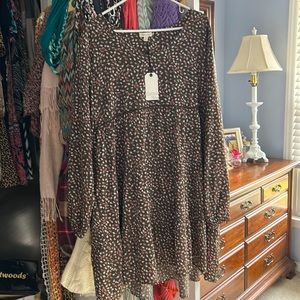 Cotton blue multi colored dress